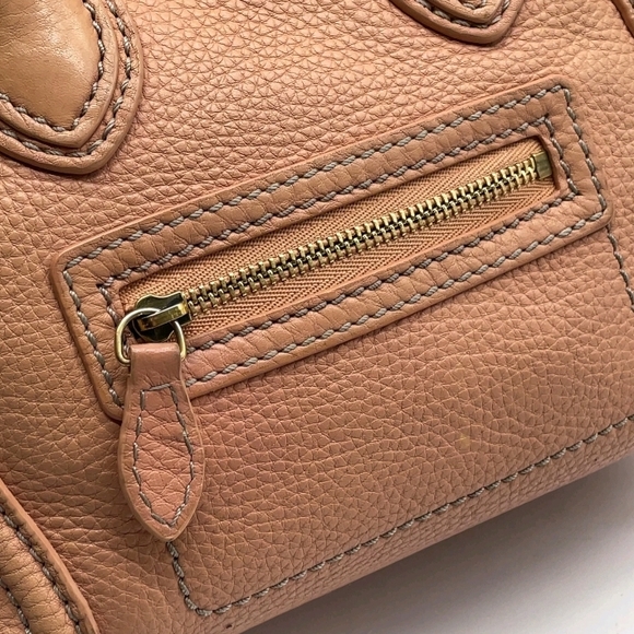 SALE! Celine Luggage Nano Shopper Calfskin Pink/Beige 2 Way Mini Bag W/DB/Strap - Picture 11 of 16